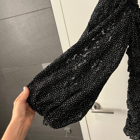 For Love & Lemons Leila Polka Dot Lace Ruched Mini Dress Size Small - Picture 6 of 10